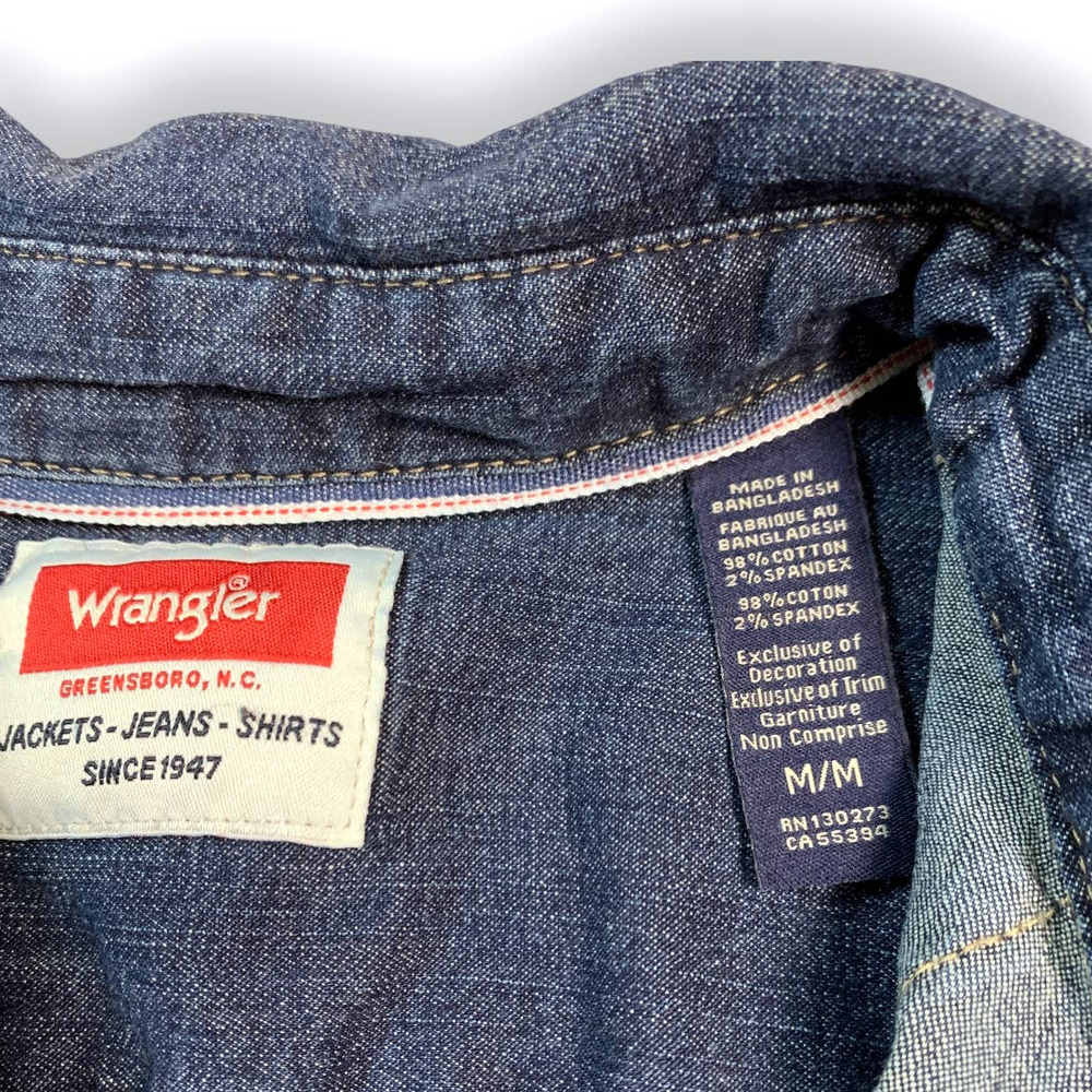 Vintage Y2k Wrangler Mens Snap Button Denim Butto… - image 8